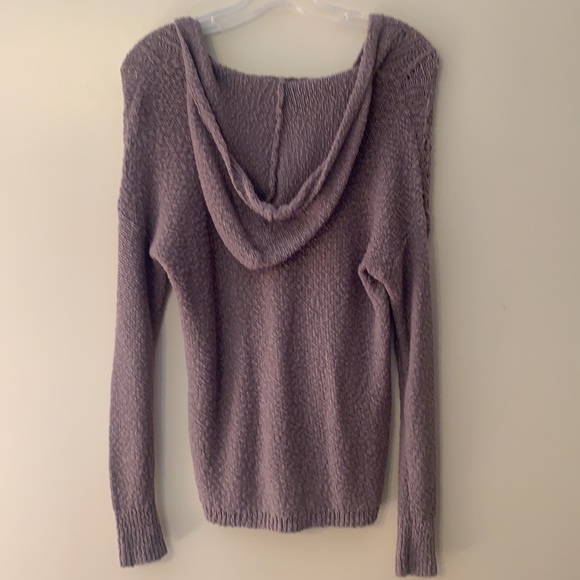 Hollister Taupe Cable Knit Hooded Sweater - Picture 3 of 5
